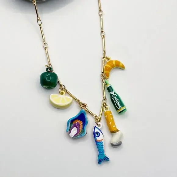 NEW Sardines & Cigarettes Ceramic Charm Layering Necklace - Picture 4 of 8